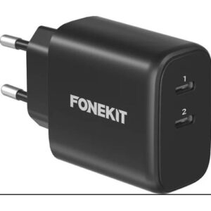 FoneKit GaN PD 65W -verkkovirtalaturi, USB-C + USB-C, musta